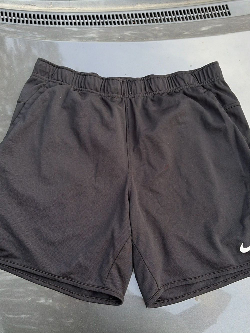 Nike Men's Black Athletic Performance Shorts with White Swoosh